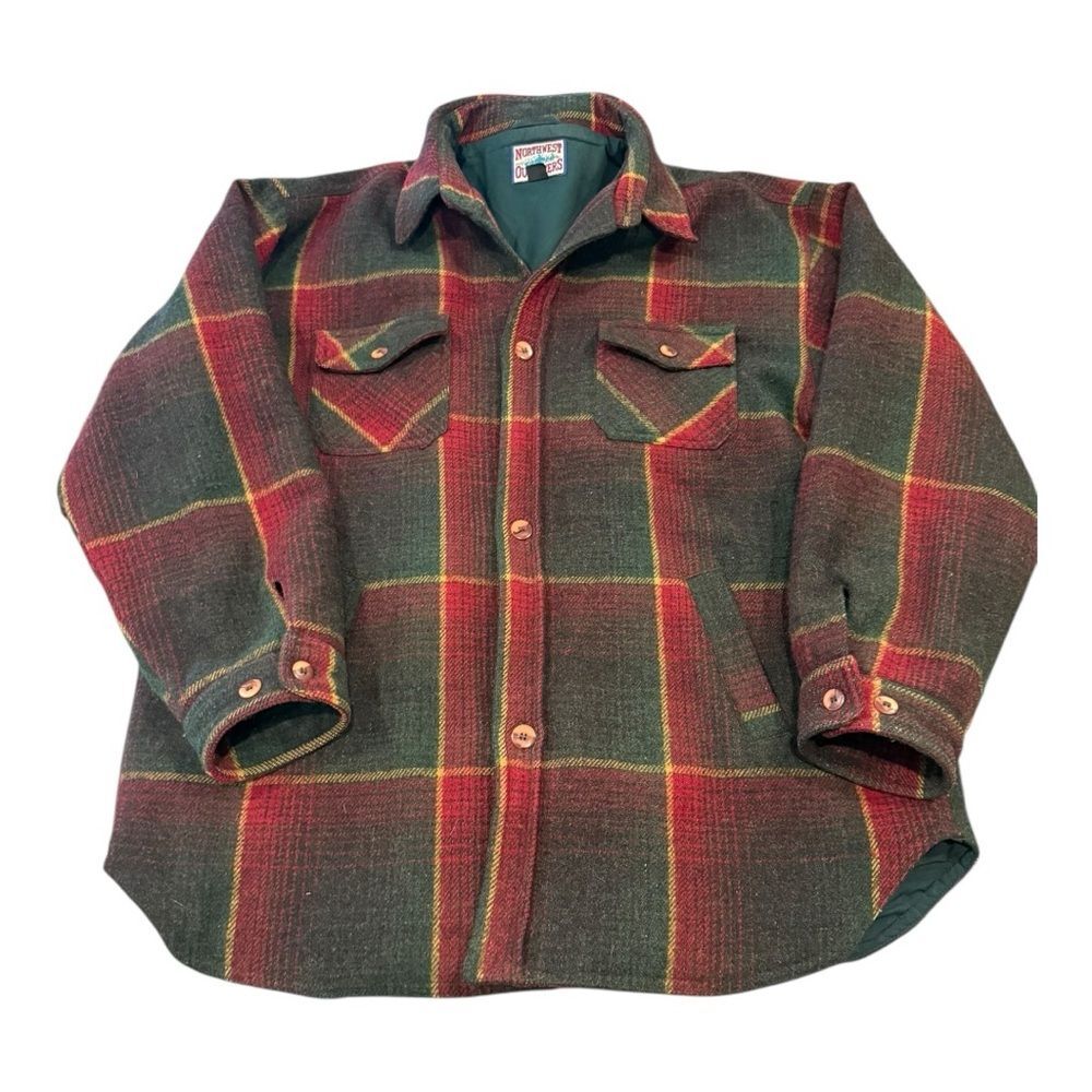 Vintage Northwest Outfitters Wool Plaid Shacket Jacket  Quilt Lining M’s Size XL
